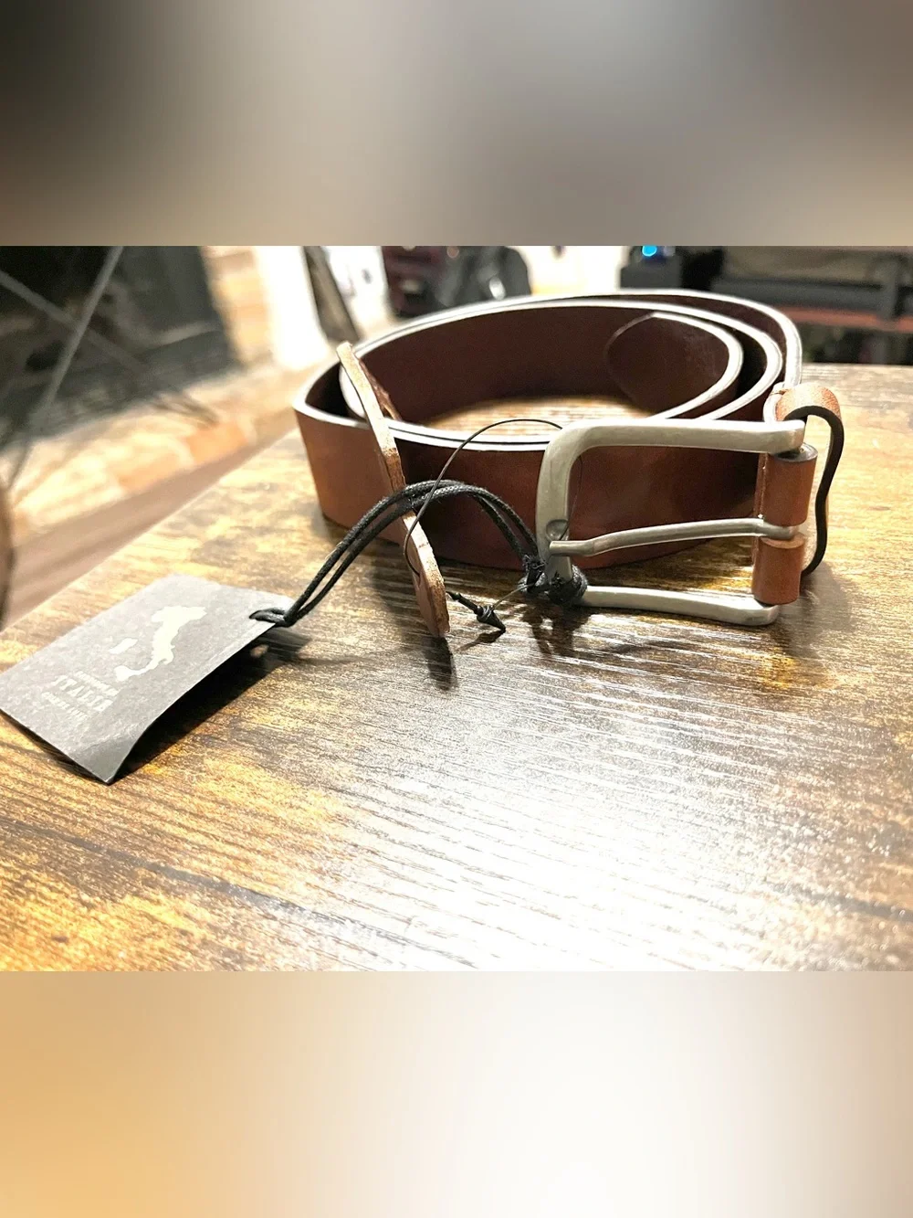 Classic Brown Genuine  Leather Belt with Silver Buckle 34 NWT